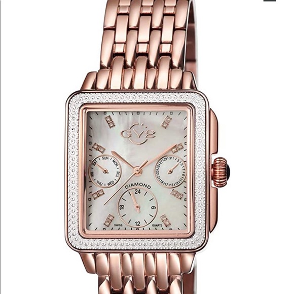 Gevil women’s Bari diamon quartz rose gold watch